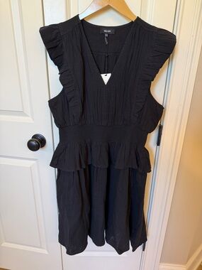 Me+Em cheesecloth fit and flare short dress 10 Black Ruffle V-Neck Dress